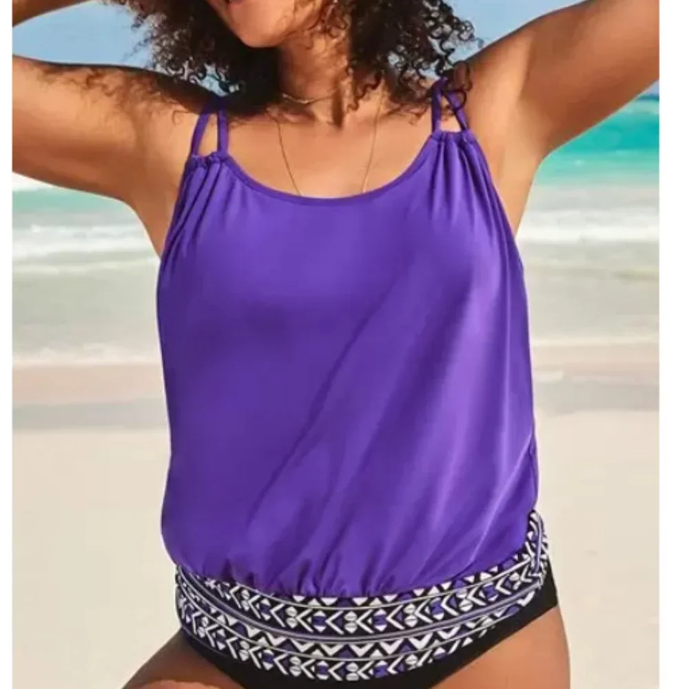 Nwt Swimsuits for All Mulberry Loop Strap Blouson Top